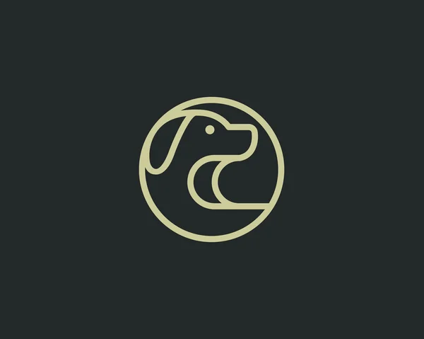 Линейный щенок логотипа дизайн шаблона. Собака творческий знак. Магазин для животных Векторный icon. — стоковый вектор