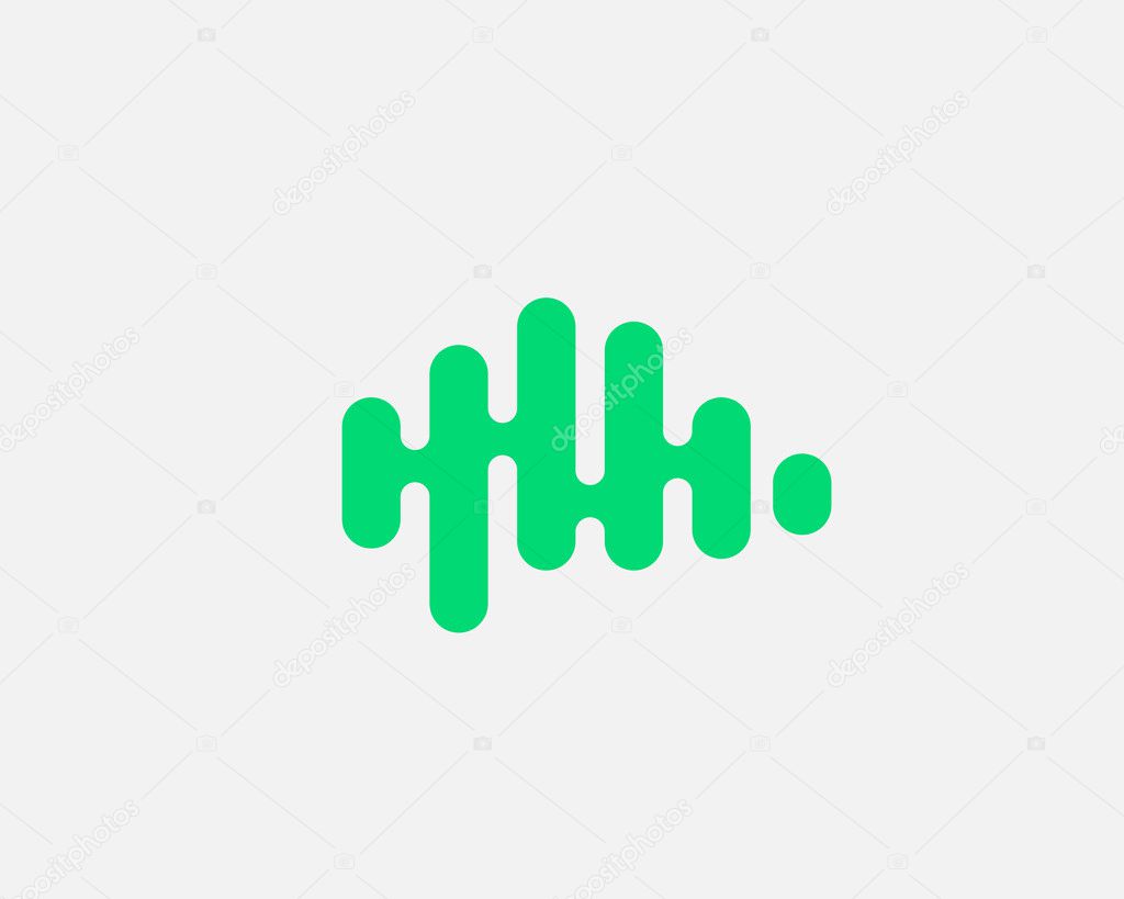 Green brain logo generate idea design template. Color music sound wave sign. Universal real estate house fence eco mind vector icon.