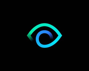 Soyut renk görüşlü logo tasarım vektör şablonu. Minimalist tarzda yaratıcı oftalmoloji vizyon casus logoti işaret simgesi.