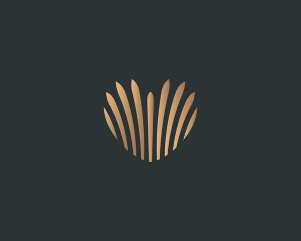 Abstrait coeur dégradé doré fait de rubans, lignes, herbe, patchs logo vecteur. Concept Premium fleur jardin éco logotype signe icône. — Image vectorielle