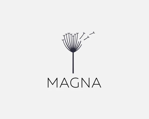 Diente de león flor logo vector ilustración. Elegante y elegante logotipo de la muestra del icono de concepto boutique cosmética spa. — Archivo Imágenes Vectoriales