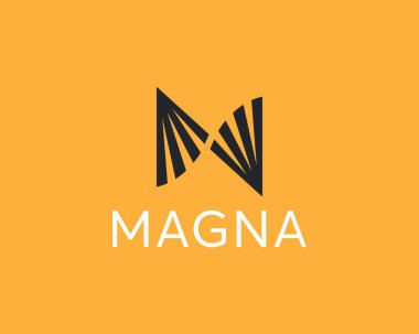 N harfi logo monogramı, minimal stil kimlik başlangıç logosu. Soyut bilim, DNA, kelebek vektör işareti logoti.
