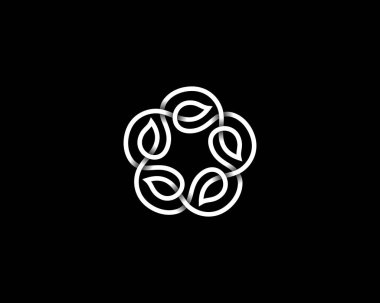 Soyut yaprak, çelenk logosu. Zarif salon, otel, spa, butik vektör işareti logosu..