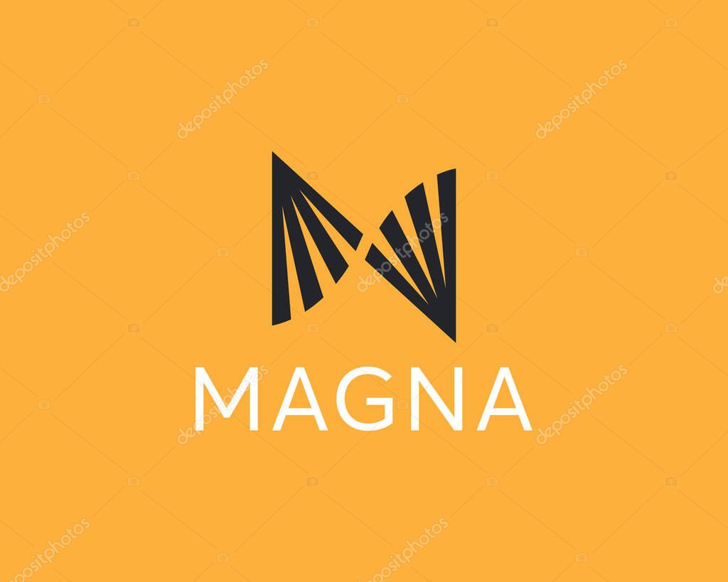 Letter N W logo monogram, minimalistic style identity initial logo mark. Abstract science, DNA, butterfly vector sign symbol mark logotype
