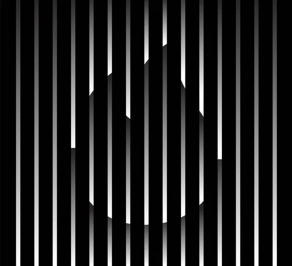 Logotipo de signo de fuego inusual abstracto sobre fondo geométrico de rayas de degradado en blanco y negro. Patrón de rayas de lujo. Textura de tela sin costura vectorial. — Archivo Imágenes Vectoriales