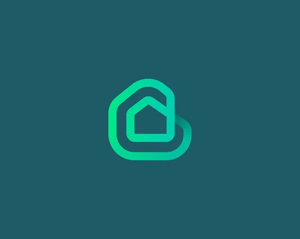 Casa linear, modelo de design de logotipo de ícone de vetor de loop de construção. Sinal de vetor de propriedade imobiliária linear minimalista símbolo marca logotipo. — Vetor de Stock
