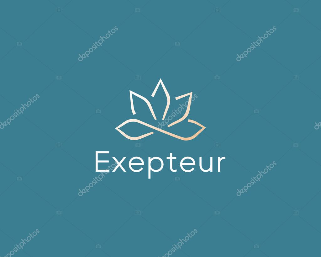 Abstract flower logo icon design template. Elegant lotus gold line icon. Universal premium spa, hotel, cosmetics, boutique vector sign logotype