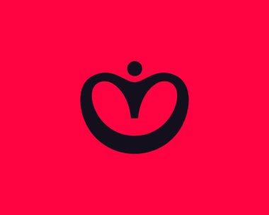 Soyut insan vektör logosu. Yaratıcı minimalist kalp, güven çemberi, topluluk logosu simgesi.