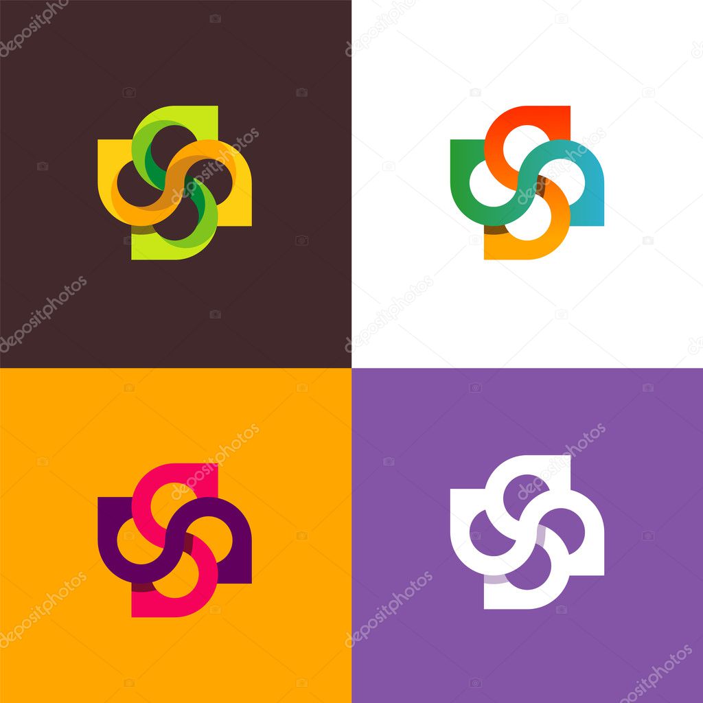 Abstract vector logo design in different styles