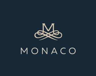 Abstract monogram elegant flower logo. Premium letter M initials icon .