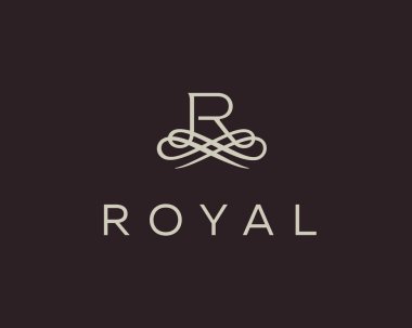 Abstract monogram elegant flower logo. Premium letter R initials icon .