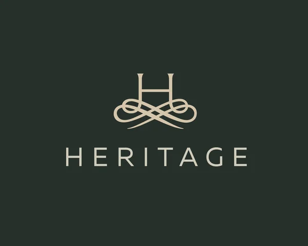 Abstract monogram elegant flower logo. Premium letter H initials icon . — Vettoriale Stock