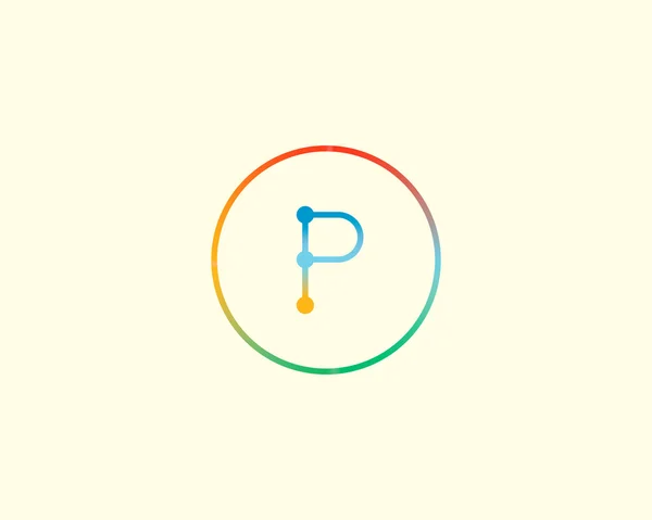 Abstract letter P logo design template. Colorful lined creative sign. Universal vector icon. — ストックベクタ