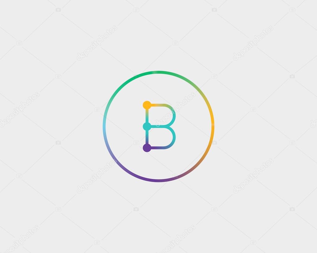 Abstract letter B logo design template. Colorful lined creative sign. Universal vector icon