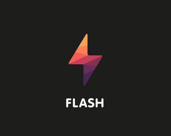 Flash Logo design vector illustration. Fast quick polygon symbol. Rapid thunderbolt  colorful icon, t shirt print graphics, apparel fashion tee design. — 图库矢量图片