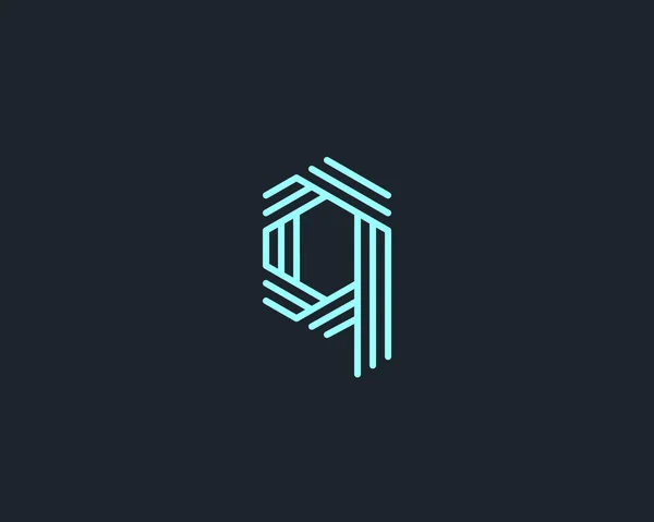 Abstract letter Q logo design template. Line creative sign. Universal vector icon. — Vector de stock