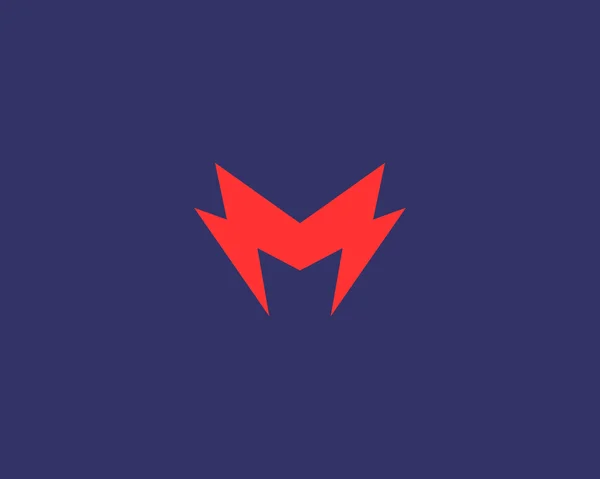 Abstract letter M logo. Dynamic unusual font. Universal fast speed fire moving quick energy icon. Flash vector logotype. Rapid thunderbolt  superhero t shirt print, apparel fashion tee symbol. — 스톡 벡터