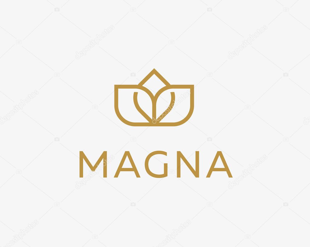 Abstract flower logo icon design. Elegant crown line symbol. Universal premium vector sign