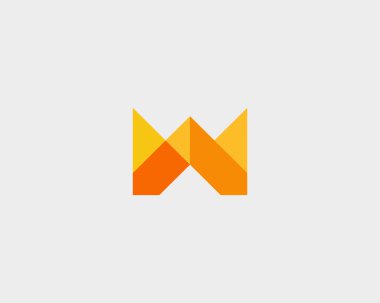 Colorful creative crown flower sign. Universal hand fist mount vector icon. Abstract letter M W logo design template.
