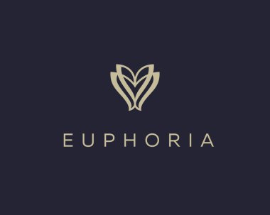 Abstract flower logo icon vector design. Elegant butterfly premium symbol. Graceful crown sign.