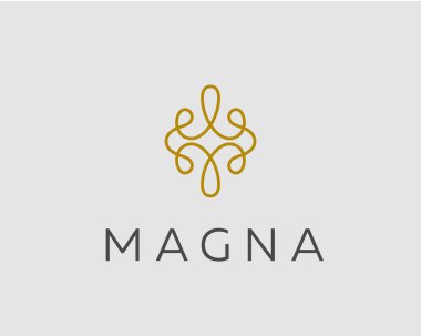 Soyut zarif süsleme logo simge vektör tasarımı. Evrensel sigorta primi sembolü. Zarif çiçek vektör işareti.