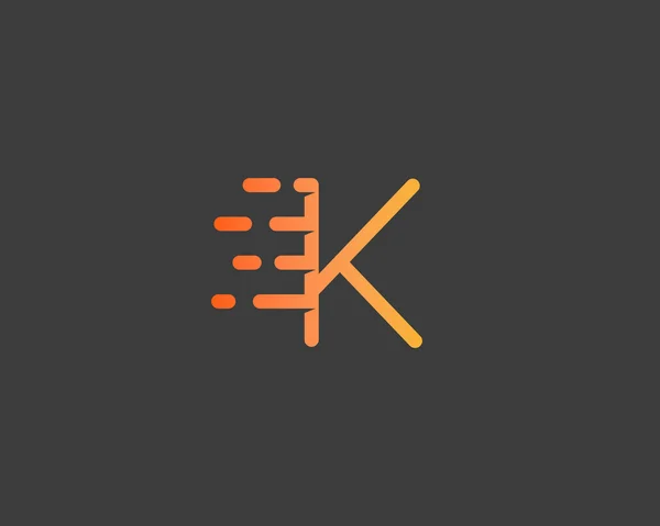 Abstract letter K logo design template.  Dynamic vector unusual line font. Universal fast speed fire moving water quick energy drop icon symbol mark. — Vector de stock