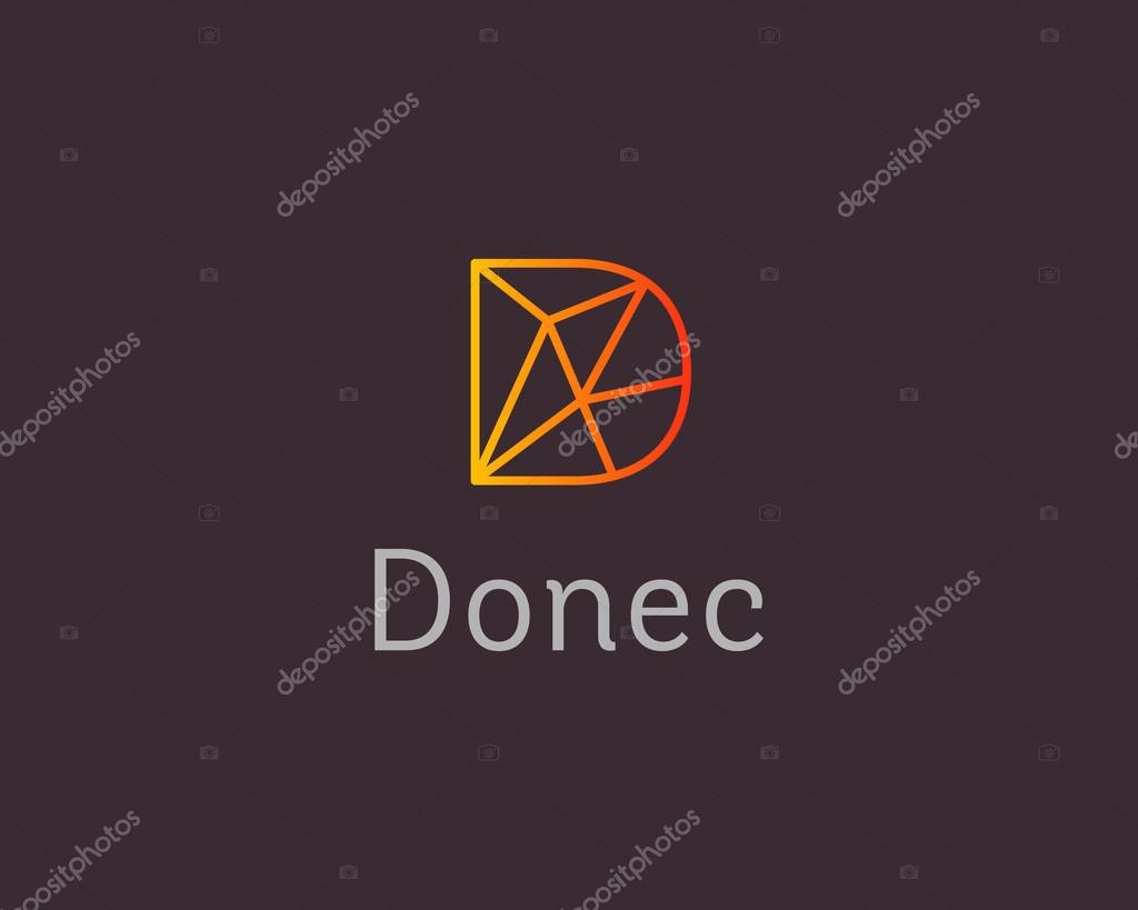 Abstract trend letter D logo design template. Colorful structure creative line t-shirt sign. Communication, sport, app vector symbol icon