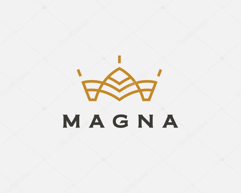 Abstract flower logo icon vector design. Crown symbol. Elegant house hotel architecture logotype. Royal king line emblem