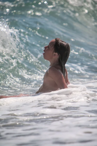 Girl on a wave — Stock Photo, Image