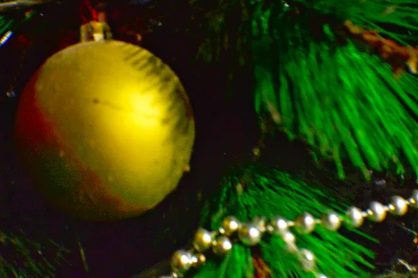 Weihnachtsschmuck Kugeln Glänzende Gelbe Farbe — Stockfoto