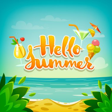 Yaz poster kokteyller ile Merhaba 