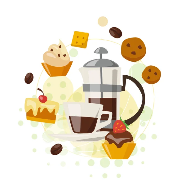 Lebensmittel und Kaffee-Elemente — Stockvektor