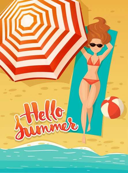 Hola tarjeta de verano — Vector de stock