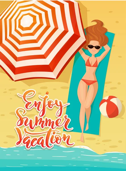 Disfrute del banner de vacaciones de verano — Vector de stock