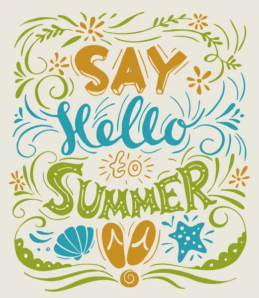 Say hello to summer lettering - Stok Vektor