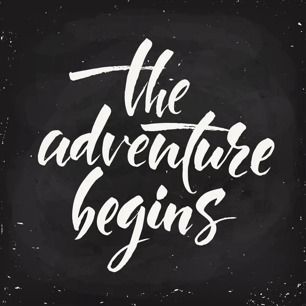 The adventure begins lettering — Stock Vector