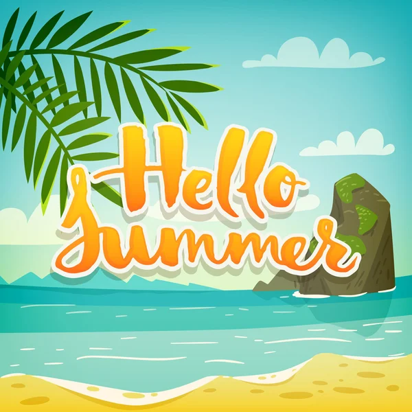 Hola cartel de vacaciones de verano — Vector de stock