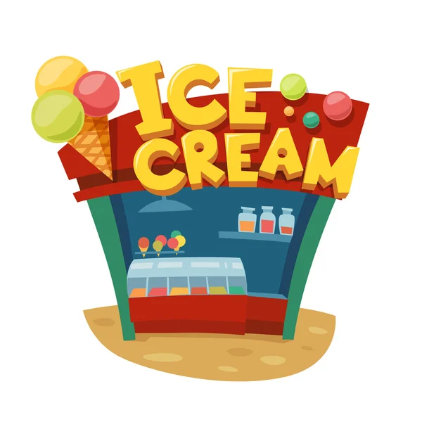 Loja de sorvete com sorvetes —  Vetores de Stock
