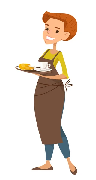 Weiblicher Charakter mit einer Tasse Kaffee — Stockvektor