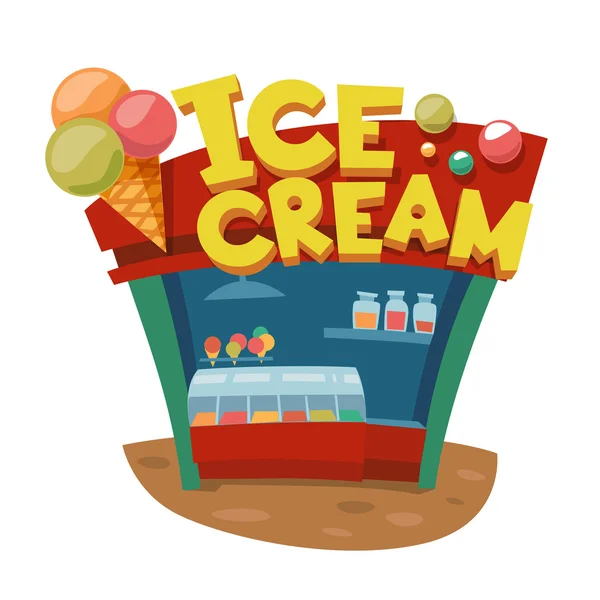 Ice cream shop with ice creams — Stock Vector