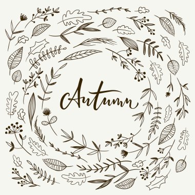 Sonbahar hat ile çerçeve çiçek