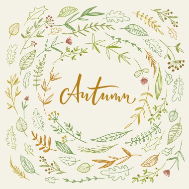 Sonbahar hat ile çerçeve çiçek