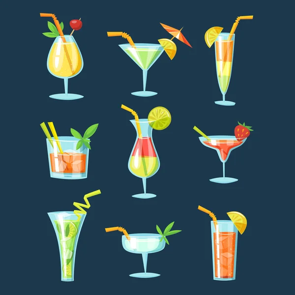 Ensemble de cocktails et glaces — Image vectorielle