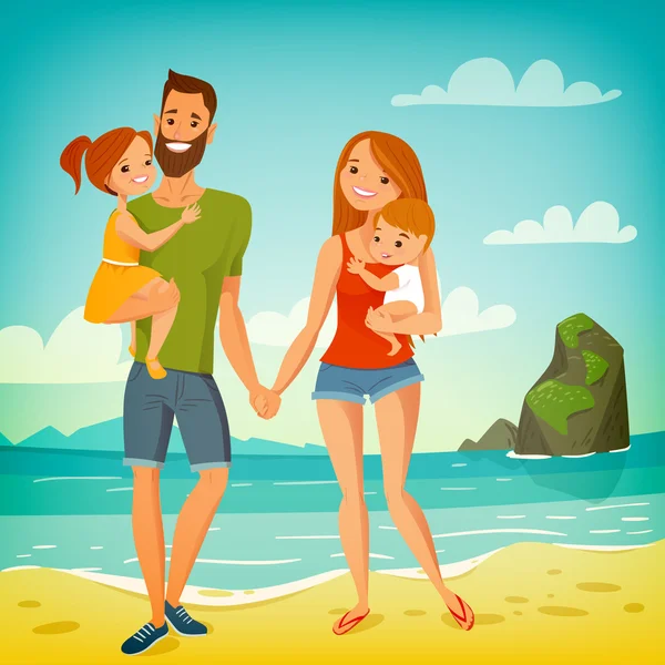 Enjoy summer vacation family card — Stock Vector