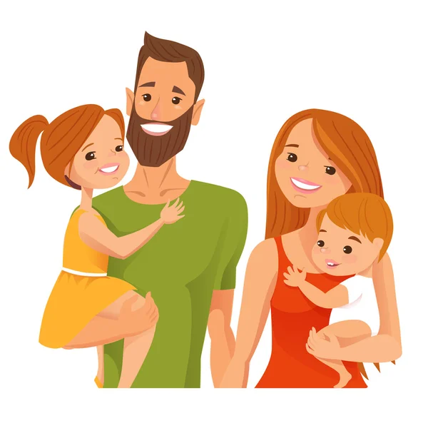 Anne, baba ve küçük bebekler — Stok Vektör