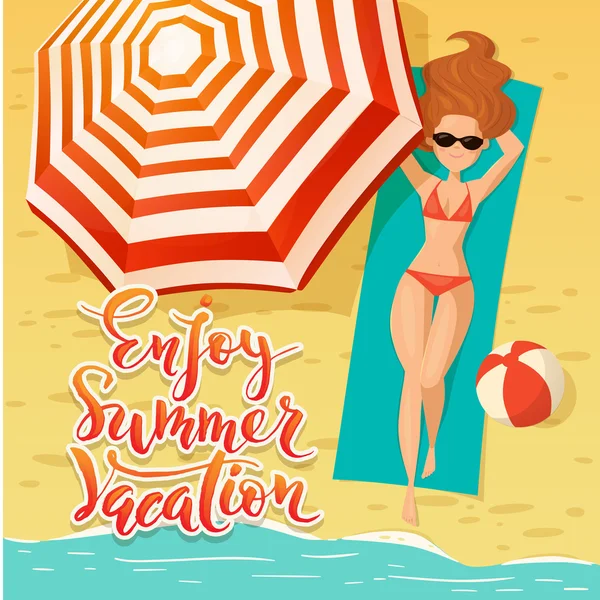 Yaz tatil poster keyfini çıkarın — Stok Vektör