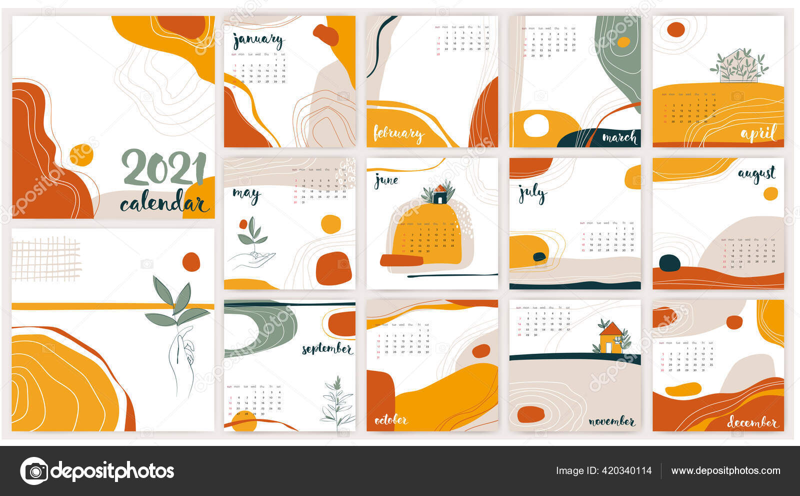 2021 Calendar Modern Eco Life Style Abstract Vector 2021 Calendar Stock Vector C Giraffarte 420340114 eco calendario 2021