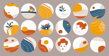 Sosyal medya için çeşitli modern röfle ve hikaye simgeleri 