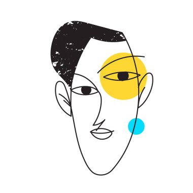 Soyut modern tarz çizgisi kadın portresi tasarımı. 