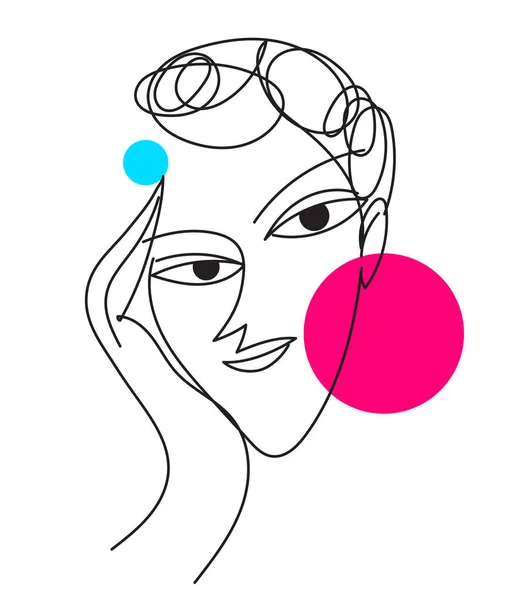 Portrait Femme Abstrait Style Moderne Ligne Art Femme Portrait Conception — Image vectorielle